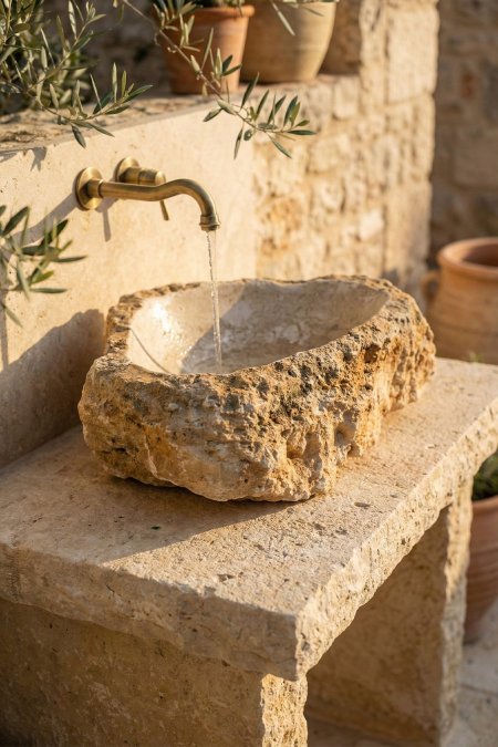 حوض حجر طبيعي – 53×37 سم